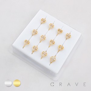 HEART-SHAPED DESIGN CENTERED WITH A MULTI CZ CROSS INLAID 316L SURGICAL STEEL NOSE HOOP BOX